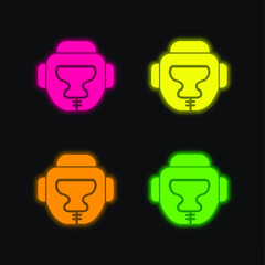 Boxing four color glowing neon vector icon
