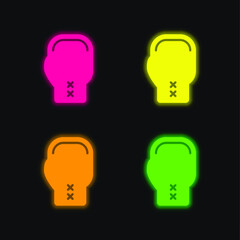 Boxing four color glowing neon vector icon