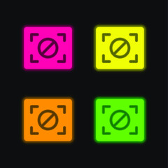 Block Focus four color glowing neon vector icon