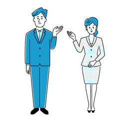 スーツの男女のイラスト素材/全身