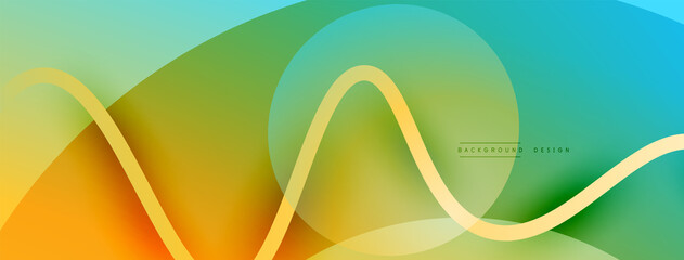 Abstract gradient background with wave line with shadow effect. Geometric composition. 3D shadow effects and fluid gradients