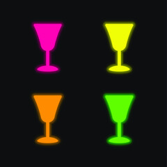 Big Goblet four color glowing neon vector icon
