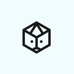 abstract fox logo. hexagon icon