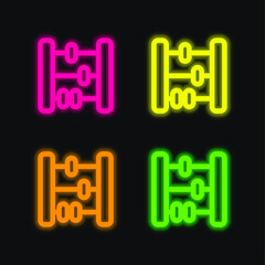 Abacus four color glowing neon vector icon