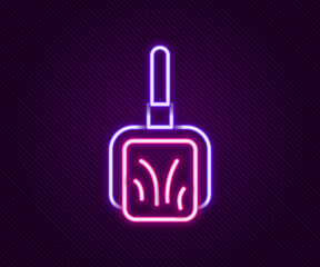 Glowing neon line Dustpan icon isolated on black background. Cleaning scoop services. Colorful outline concept. Vector