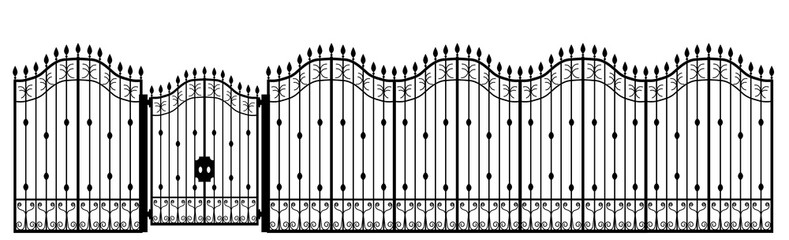 black silhouette fence, isolated, vector