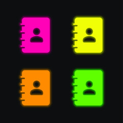 Agenda four color glowing neon vector icon