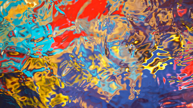 Colored Abstract Splashing Water Surface Background, Top View Shot.