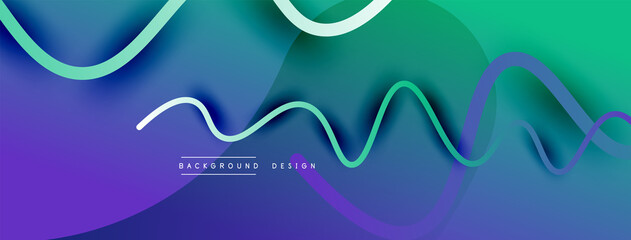 Abstract gradient background with wave line with shadow effect. Geometric composition. 3D shadow effects and fluid gradients