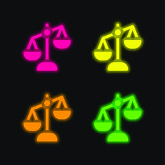 Balance four color glowing neon vector icon