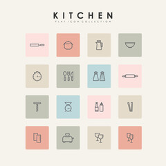 Kitchenware and cooking equipment line icon