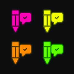 Agree four color glowing neon vector icon