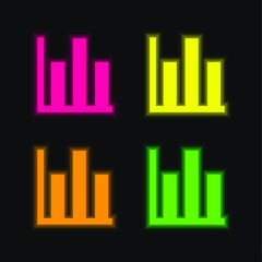 Bars Graphic Business Symbol four color glowing neon vector icon