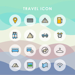 Travel and Vacation line icon with color