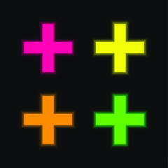 Addition Operation four color glowing neon vector icon