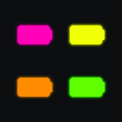 Battery four color glowing neon vector icon