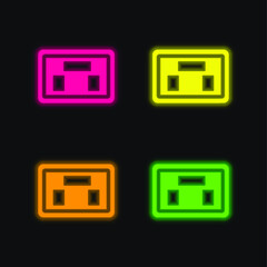 American Football Scores four color glowing neon vector icon