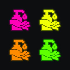 Alcohol four color glowing neon vector icon