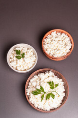 Cottage cheese in a ceramic bowl