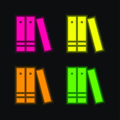 Book four color glowing neon vector icon