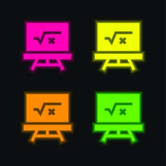 Blackboard four color glowing neon vector icon
