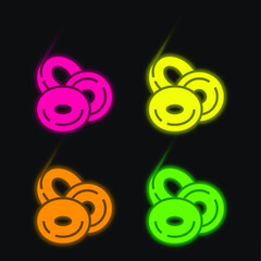 Blood Cells four color glowing neon vector icon