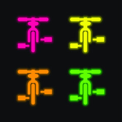 Obraz premium Bicycle four color glowing neon vector icon