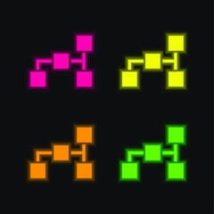 Black Squares Blocks Scheme four color glowing neon vector icon