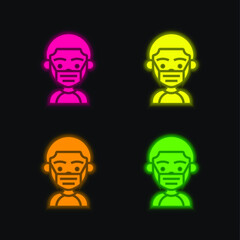 Boy four color glowing neon vector icon