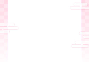 和風背景素材　市松模様　桃色　フレーム