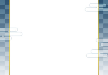 和風背景素材　市松模様　紺色　フレーム