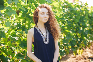 Red hair woman in the summer locations