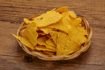 Mexican crunchy corn nachos triangle