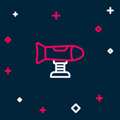 Line Swing plane on the playground icon isolated on blue background. Childrens carousel with plane. Amusement icon. Colorful outline concept. Vector