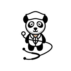 Simple Mascot Vector Logo Design of Panda Doctor