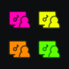 Access four color glowing neon vector icon