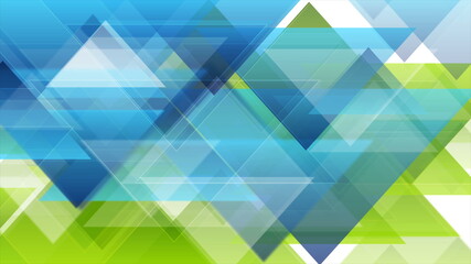 Obraz premium Green blue triangles tech abstract minimal background
