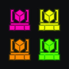 3d Scanner four color glowing neon vector icon