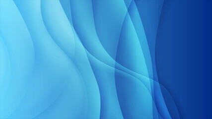 Fototapeta premium Bright blue smooth blurred waves abstract elegant background