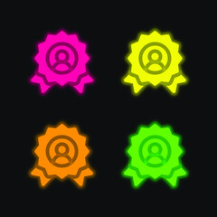 Award four color glowing neon vector icon