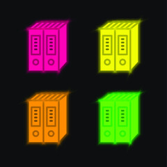 Archives four color glowing neon vector icon