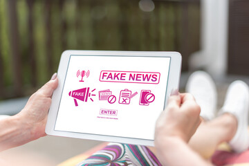 Fake news concept on a tablet