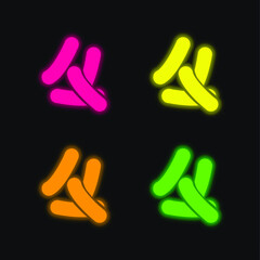 Bacteria four color glowing neon vector icon
