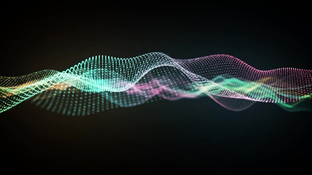 カラフルなパーティクルのループ。粒子の未来的なサイバー背景