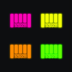 Bar Code four color glowing neon vector icon