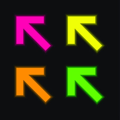 Arrows four color glowing neon vector icon