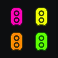 Audio Amplification four color glowing neon vector icon