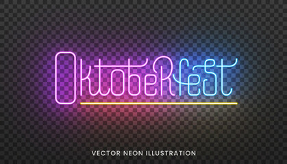 Oktoberfest neon lettering. Bright sign with custom typography for Oktoberfest