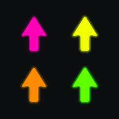 Arrow Up four color glowing neon vector icon