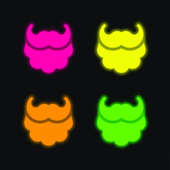 Beard four color glowing neon vector icon